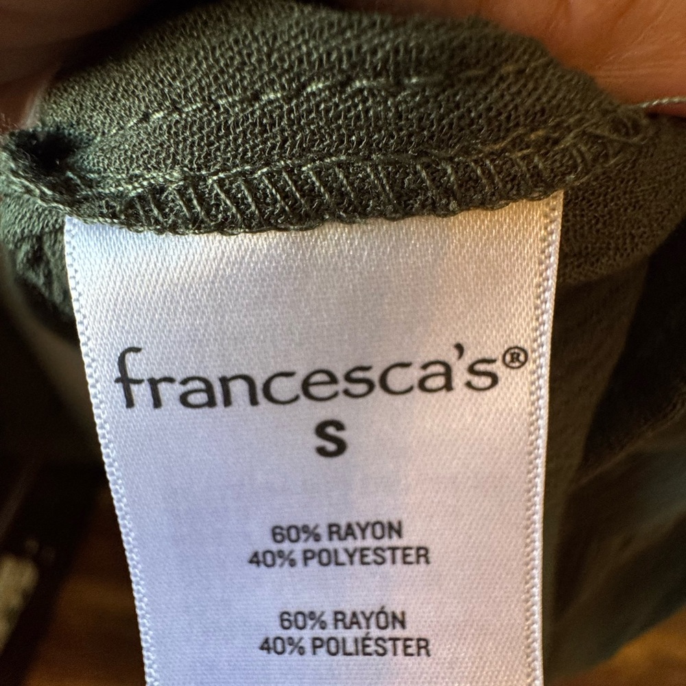 Francesca's Olive Green Embroidered V-Neck Tiered Dress - Picture 9 of 10